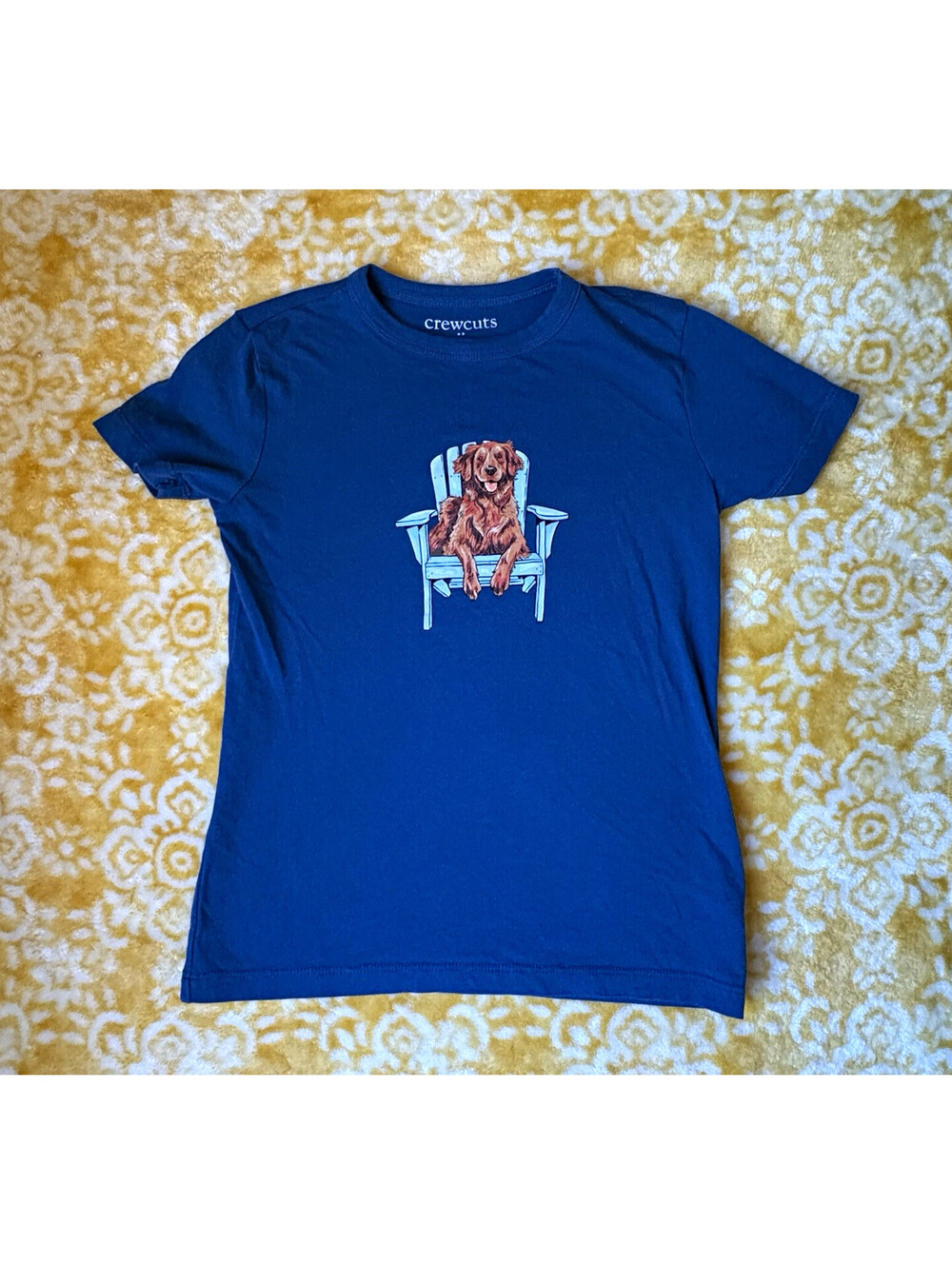 Crewcuts Unisex Kids Dog Graphic Print T-Shirt Blue Short Sleeve 6-7 Years